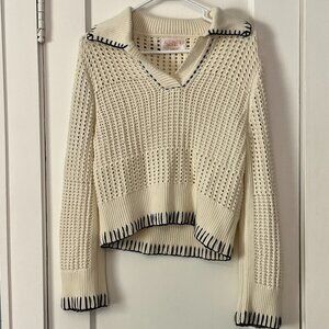 Audrey Parks + Francesca's collared open knit embroidered sweater size small